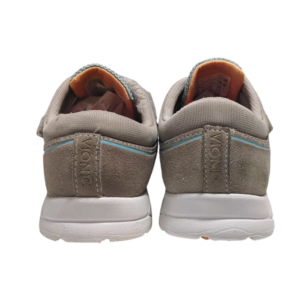 Vionic Ema Gray Suede Blue Mesh Laceless Comfort Sneakers Women's Size 8.5